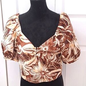 NWT Sam Edelman Karen Princess Cut Top With Puffed Sleeves   Size XL